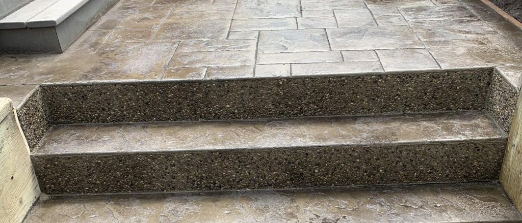 Stamped concrete with exposed aggregate